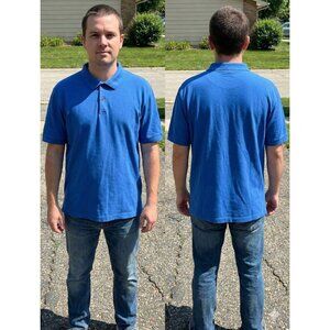 Vintage Crest Polo Shirt Mens Medium Blue Made in USA 50/50 Short Sleeve M